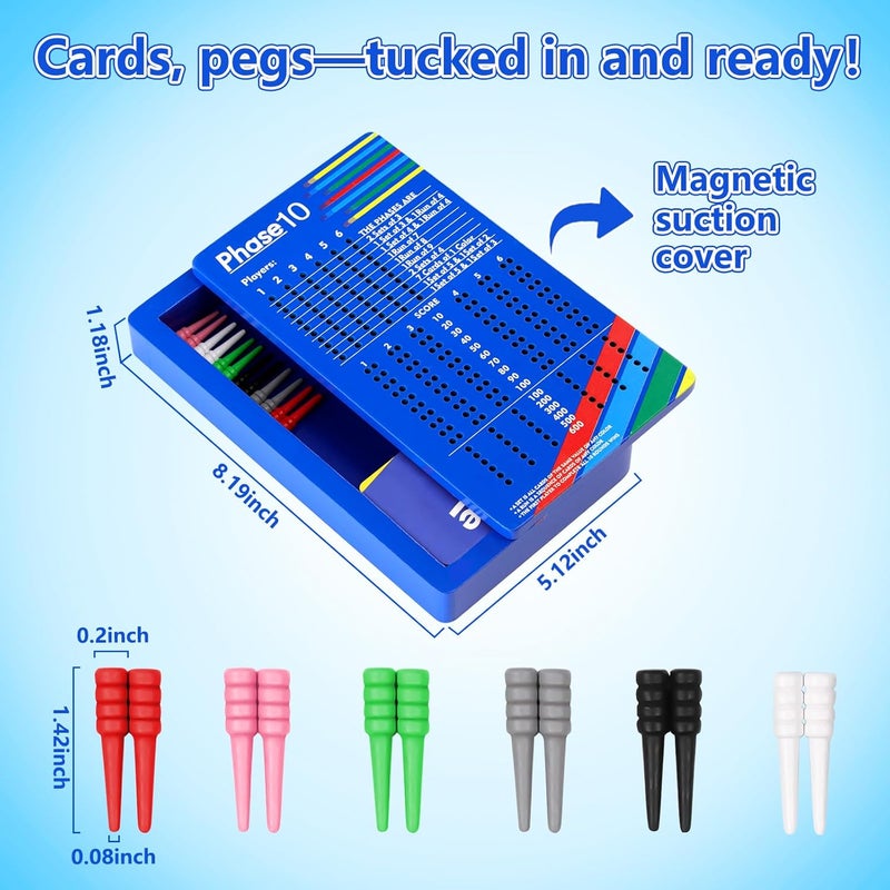 Cogniplay Wooden Score Board for Phase 10 Card Game with Peg Storage – Reusable Travel Score Tracking Board for Family Game Night, Camping or Party – Game Night Accessory for Adults - Image 2